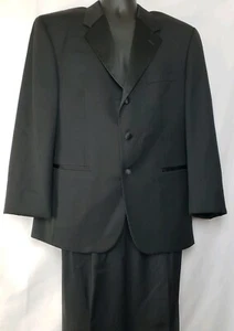 LUBIAM 1911 Black Satin Loro Piana Super 120's Hosenanzug Smoking Herren - 40S - Bild 1 von 12