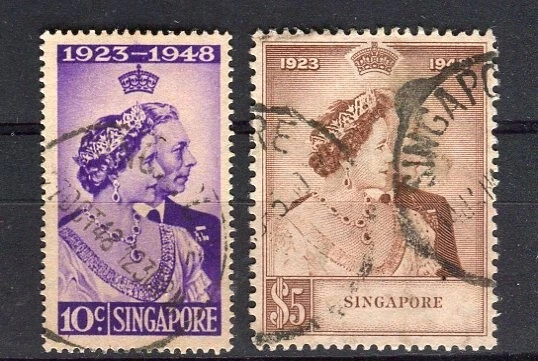 Singapore KGVI 1948 Royal Silver Wedding set SG31/2 good used - Image 1 of 1