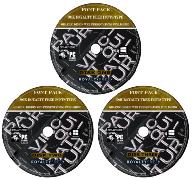 300K Lizenzfreie Schriftarten Typ Pack Grafikdesign Webpräsentationen Publishing CD - Bild 1 von 2