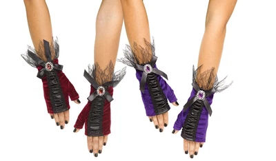 Guantes Ataúd - Joya - Sin Dedos - Accesorio de Disfraz - Talla Única - 2 Colores Foto 1 de 3