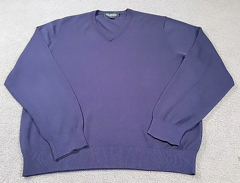 Brooks Brothers Country Club Men's Silk Blend V-Neck Sweater PURPLE • XL - Image 1 of 4