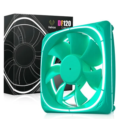 Vetroo DF120 120mm PC Case Fan White LED Lighting PC Cooling Fan Green Frame - Image 1 of 4
