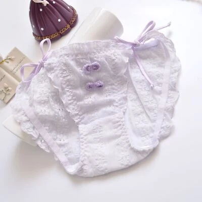 Damas Ropa Interior Lavanda Encaje Seersucker Volantes Chica Lindo Bragas Rosa Bragas Foto 1 de 4