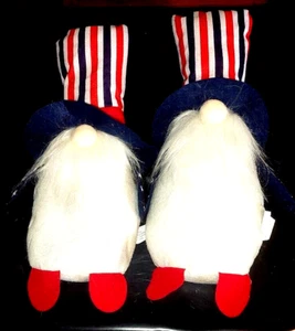 NWT Set of 2 Memorial Day 4th of July Gnomes Patriotic Party Tabletop Decor - Picture 1 of 3