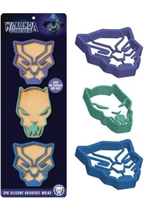 MARVEL Black Panther Wakanda Forever 3 pack Silicone Breakfast Molds pancake egg - Picture 1 of 10