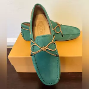 TOD’S laccetto Green Suede Men's driving slip-on Loafers size US 5,5, EU39 new - Picture 1 of 11