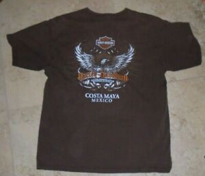 Brown Harley Davidson Costa Maya Mexico t-shirt Men’s L Large