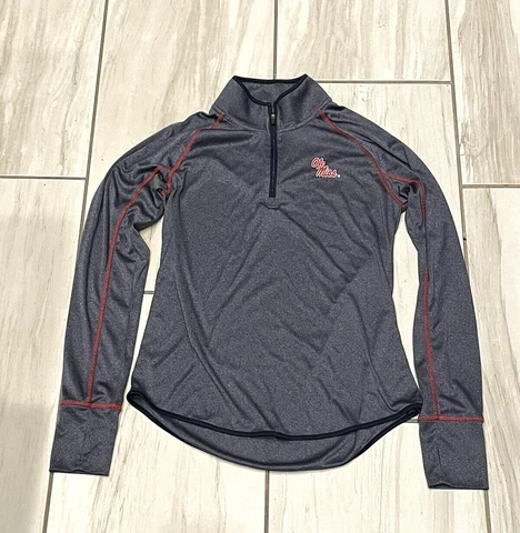 Ole Miss Pullover Women's Large Blue Long Sleeve Rebels 1/4 zip Colosseum Cover