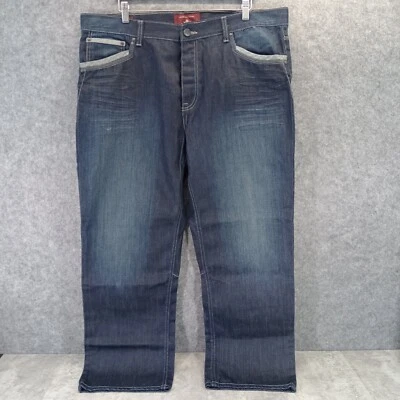 Pantalones de mezclilla para hombre Cherokee azules W42 L30 corte regular botones Foto 1 de 4