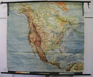 School Wall Map America North America Wall Map Canada USA 1950 151x138 - Picture 1 of 1