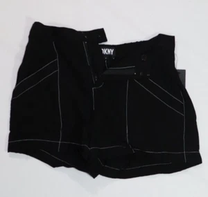 DKNY Women's High-Rise Contrast-Topstitch Shorts Black - Picture 1 of 2