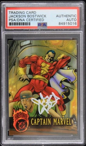1996 Jackson Bostwick Signed Captain Marvel Firepower Card (PSA/DNA Slabbed) Cover