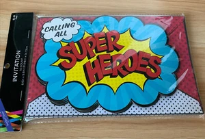 Brand New In Packaging Super Hero 10 Count Super Hero Invitations With Envelopes - Picture 1 of 3