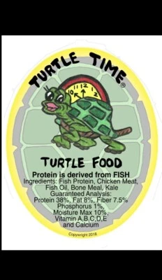 "TURTLE TIME" REG. NO. 5,406,281 Aquatic Turtle Food 64 ounces Floating 38% Protein Bulk package. Free shipping !