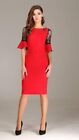 RED WOMEN DRESS WITH SPIDER BROOCH