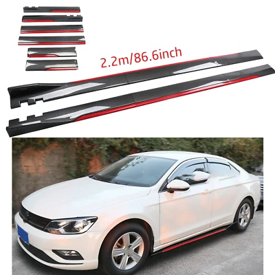 Carbon Fiber Look 86.6" Side Skirt Extension Spoiler Splitter For VW Golf MK6 Foto 1 de 4