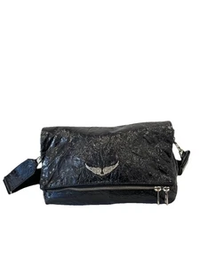 Bolso Bandolera AS# Zadig & Voltaire Patente Arrugada Alas Negras Logo 12x9.5x5 - Imagen 1 de 18