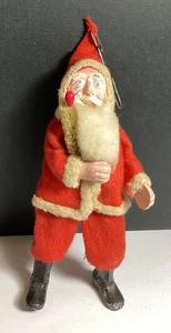 Vintage Belsnickel Weihnachtsmann mit Baum gesponnen Baumwolle Filz Ton Gesicht Weihnachten 5" Japan - Bild 1 von 10