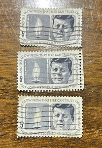3 Eternal Flame John Kennedy Commemorative 5¢ Stamps 1964 Postal 1917-1963 - Picture 1 of 2