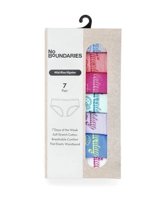 7-Pack NO BOUNDARIES Women’s XS (0-2) Cotton Hipster Mid-Rise Days Of The Week - Image 1 of 4