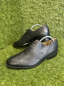 Lacuzzo Leather Brogue Italian Shoe UK 7 Black Handmade - Picture 1 of 11