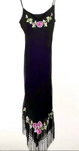 Betsey Johnson Y2K 90s Vintage Floral Beaded Slip Dress Grunge Fairy Whimsigoth - Picture 1 of 10