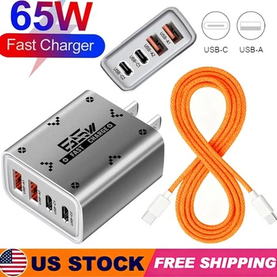 65W Super Fast Charging USB Type C Wall Charger For Samsung iPhone Android Phone - Image 1 of 4