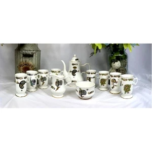 Royal Tara Fine Bone China Book of Kells Teapot Set 11pc Creamer Sugar Bowl Mugs - Picture 1 of 15