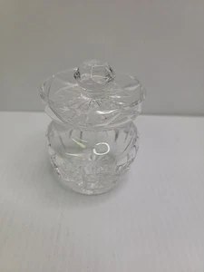 Signed Waterford Clear Cut Crystal Crosses & Lines Giftware Honey Jar - Picture 1 of 4