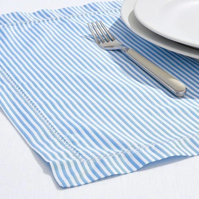J.Crew Set of Four Place Mats in Heritage Seersucker Stripe Blue White - Image 1 of 3