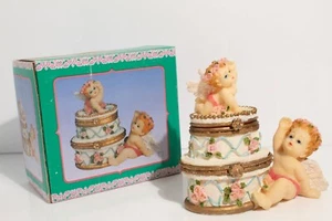 Prestige 3 Tier Cherub Keepsake Trinket Ring Box With 2 Compartments - Picture 1 of 9