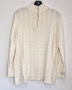 Woman Within Cable Knit Half Zip Sweater Ivory Plus Size 18/20 - Picture 1 of 7