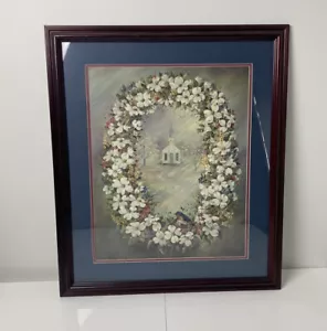 VTG Glynda Turley 1996 "Southern Sunday" church floral wood frame print painting - Picture 1 of 6