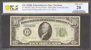 1928B $10 FEDERAL RESERVE STAR NOTE CLEVELAND FR.2002-D* PCGS VF 20 (182*) - Picture 1 of 2