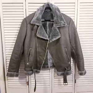 Robert Phillipe Motorcycle Pleather & Fur Jacket Mens size Large Gray Est 1988 - Picture 1 of 12