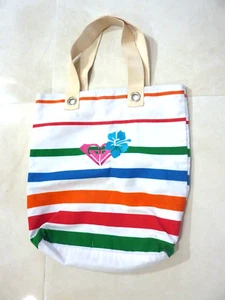 Bolso Cartera Vintage Roxy Playa BLANCO MULTICOLOR RAYAS - Imagen 1 de 7