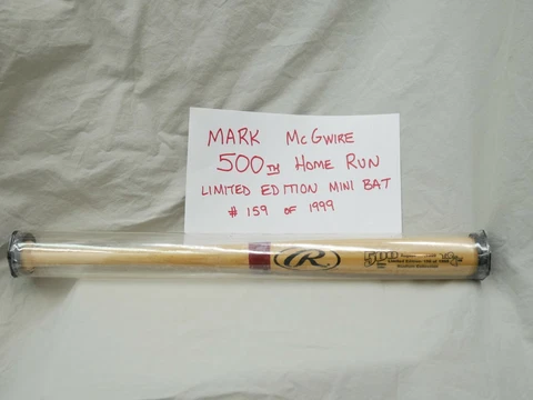 1999 Mark McGwire 500th Home Run mini Bat- Limited Edition # 159/1999- 17 inch Cover