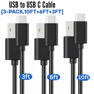 PACK DE 3 cables USB a USB C CABLE DE CARGA RÁPIDA 3/6/10 PIES para Galaxy S24 S23 S22 S21 - Imagen 1 de 6