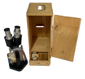 **Vintage Japan Lafayette Microscope/wooden box** 112124 M0055 006 - Picture 1 of 7