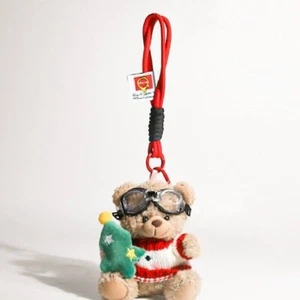 Christmas Bear Plush Doll Keychain Cute Shoulder Backpack Pandant Xmas Gift - Picture 1 of 1