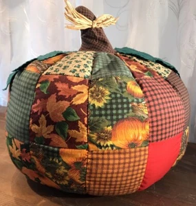 MTY International Co Ltd Large Fabric Patchwork Pumpkin 11” - Picture 1 of 8
