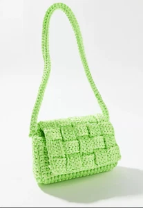 urban outfitters Morgan Shiny Knit Baguette Bag Green - Picture 1 of 12