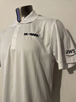 Camisa polo blanca de manga corta con logotipo de Clique AWS INGRAM para hombre talla L Foto 1 de 4