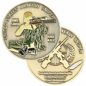 MONEDA DE DESAFÍO DE 1,75" CUERPO DE MARINES MILITAR FRANCOTIRADOR DE UN TIRO UNA MUERTE  - Imagen 1 de 3