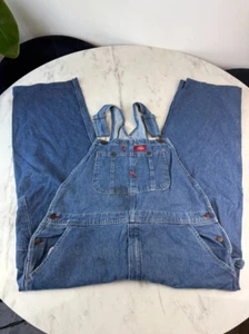 Peto de carpintero Dickies para hombre W38 denim babero general lavado a la piedra azul índigo - Imagen 1 de 15