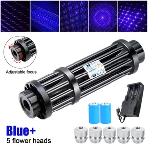 Strong Blue Laser Penlight Torch Adjustable Visible Beam Dot Light 450nm +5 Caps - Picture 1 of 12