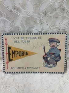 Vintage Postcard "I vill be tickled to see you in Emporia" Kansas 1919 - Picture 1 of 4