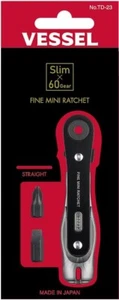 VESSEL RATCHET DRIVER "FINE MINI RATCHET" (STRAIGHT - 2 BITS SET) TD-23 - Picture 1 of 4