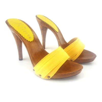 KIARA SHOES ZOCCOLI CON TACCO 12- Made in Italy Tacco 12cm Dal 35 al 42-KM7101 GIALLO
