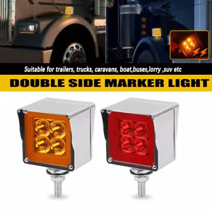 3inch Square Double Stud Mount Pedestal Cab Fender Dual Face Light LED Truck - Picture 1 of 8